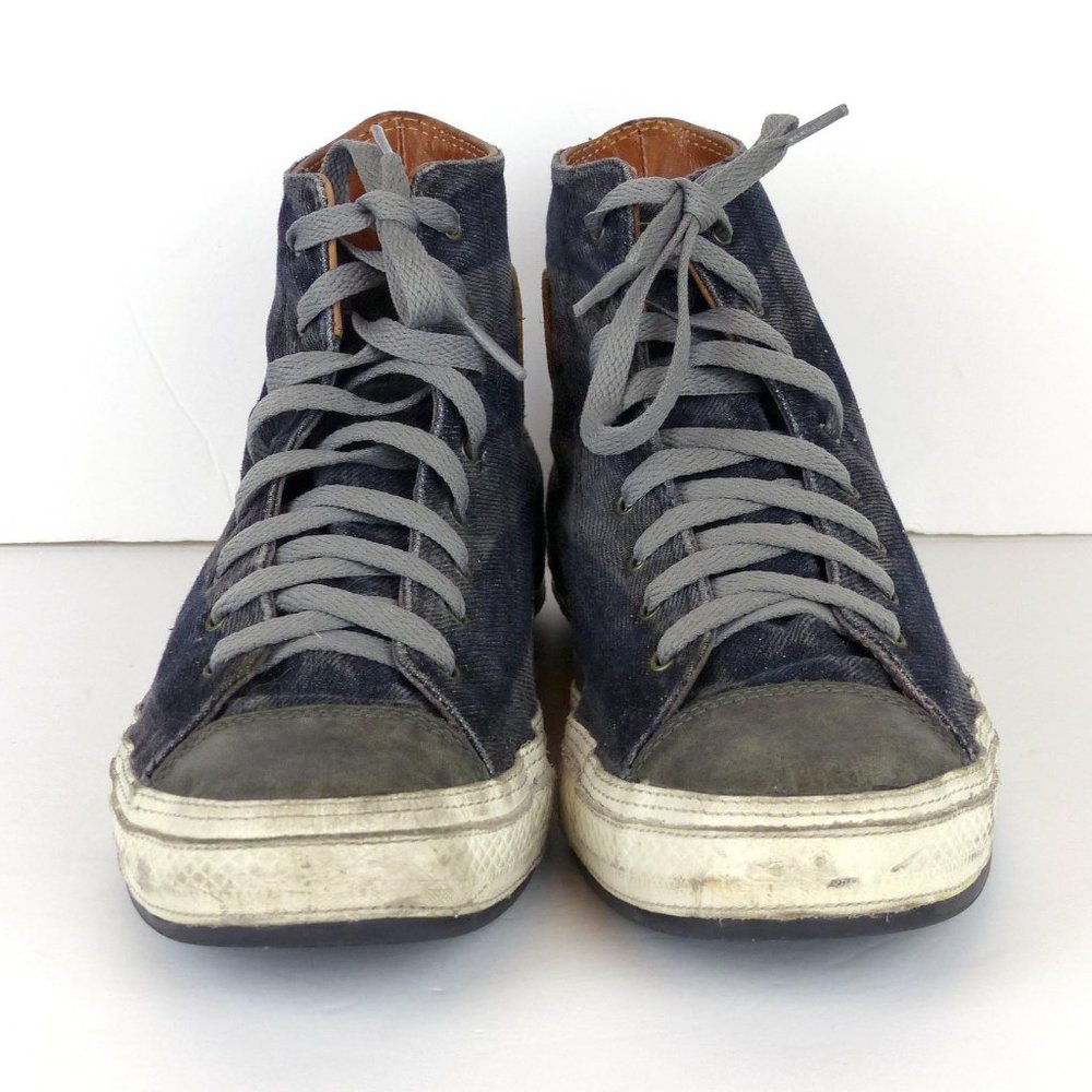 Converse Premium Post Hi Top Sneakers Women 9 Denim Blue Gray Stripes 139906C - Picture 2 of 15